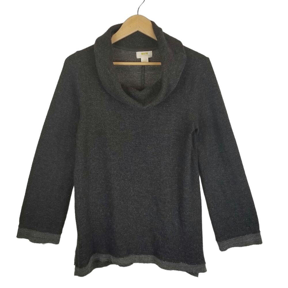Maeve by Anthropologie Risa Hacci Charcoal Gray Cowl Neck Sweater Size M Medium